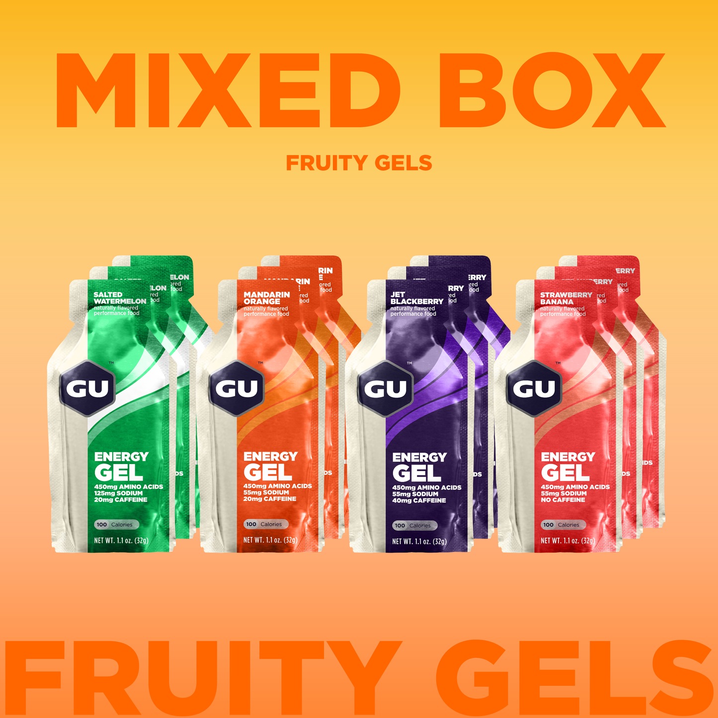 GU Energy Fruity Mixed Box of 12 Gels